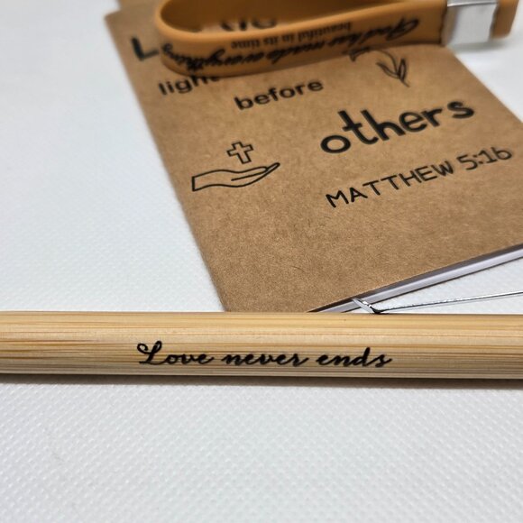 NEW INSPIRATIONAL FAITH CANVAS POUCH, NOTEPAD, PEN, BOOKMARK & KEYCHAIN GIFT SET - Picture 6 of 10